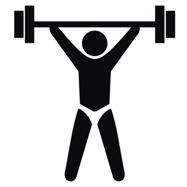 ağırlık kaldırıcı, siyah siluet halterli adam, vektör simgesi