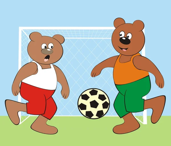 Medvěd Fotbal Roztomilý Vektor Ilustrace — Stockový vektor