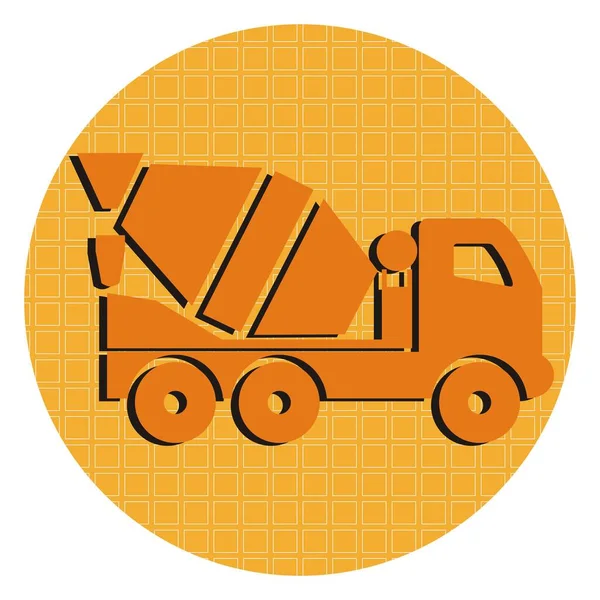 Camión Mezclador Hormigón Naranja Círculo Fondo Icono Vector Botón — Archivo Imágenes Vectoriales