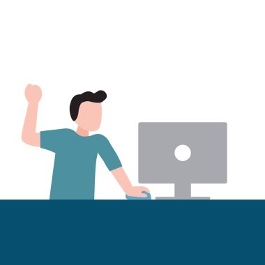 Mutlu insanlar bilgisayar Modern teknolojisini kullanarak zaman harcama illüstrasyon vektör