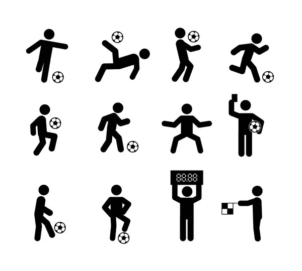 Ποδόσφαιρο Ποδόσφαιρο Player Δράσεων Θέτει Ραβδί Σχήμα Εικονίδιο Σύμβολο Σημάδι Διάνυσμα Αρχείου