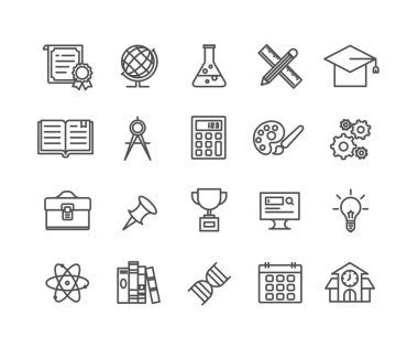 Simple Set of Education vector thin line icons, Editable Stroke linear symbols clipart