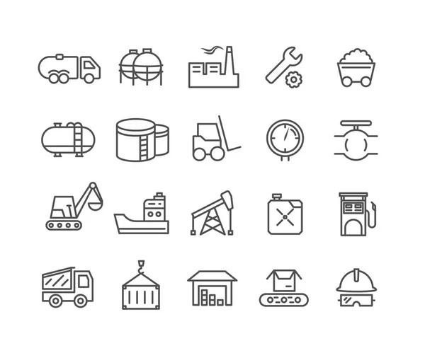 Conjunto Simple Iconos Línea Delgada Vectorial Industrial Símbolos Lineales Editables — Archivo Imágenes Vectoriales