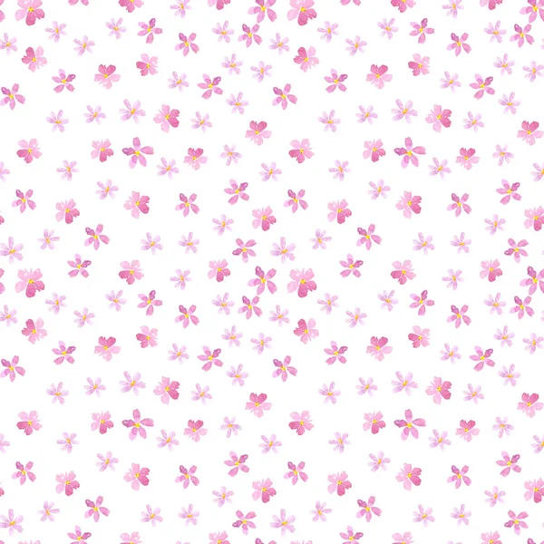 Motivo floreale senza cuciture su sfondo bianco.Ciliegia rosa, prugna, pera, fiori di mela. Illustrazione acquerello primavera ed estate.Scrapbooking, foglio di carta hobby fatto a mano . — Foto Stock