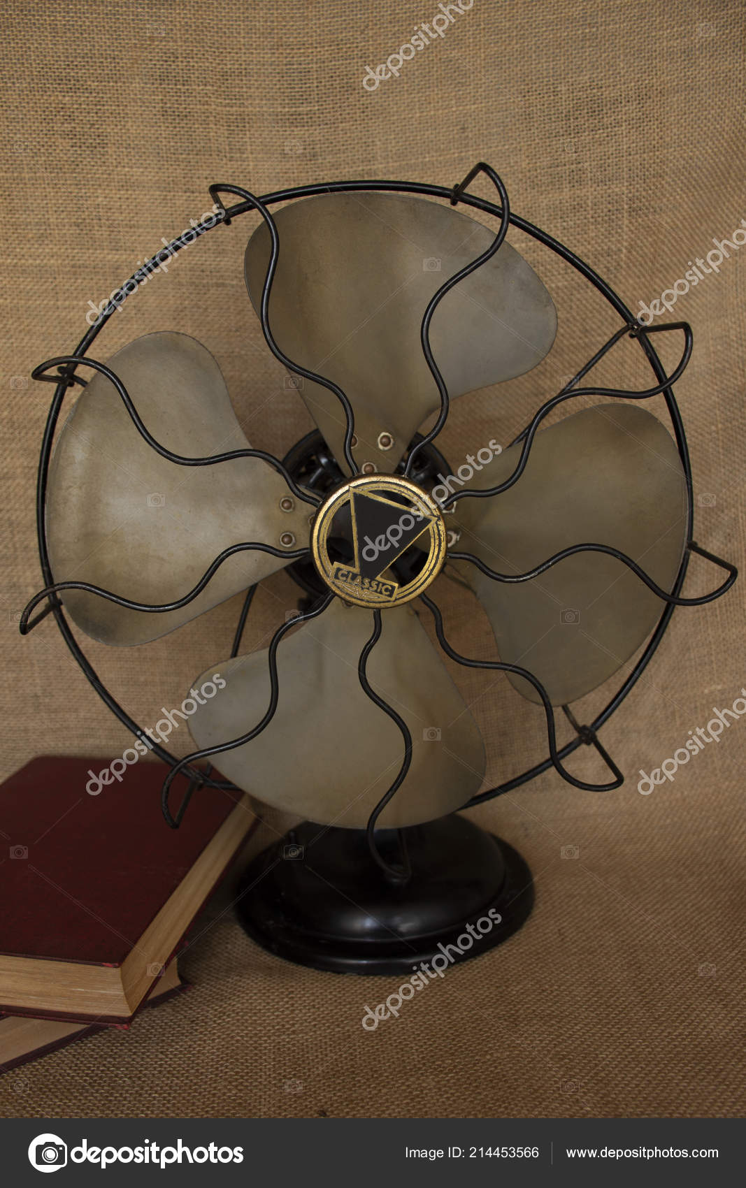 Fan Old Vintage Style Copper Blades White Background Brown