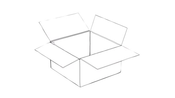 Commerce Parcel Box Abre Fecha Animação Estilo Desenhado Mão Isolado — Vídeo de Stock