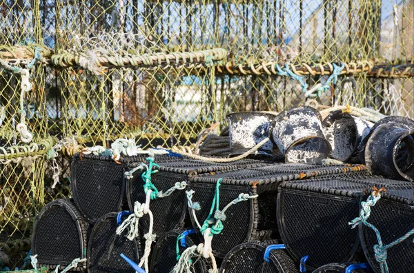 Hummer Krabben Töpfe Mit Der Nächsten Lagerung Kai Hafen Von — Stockfoto
