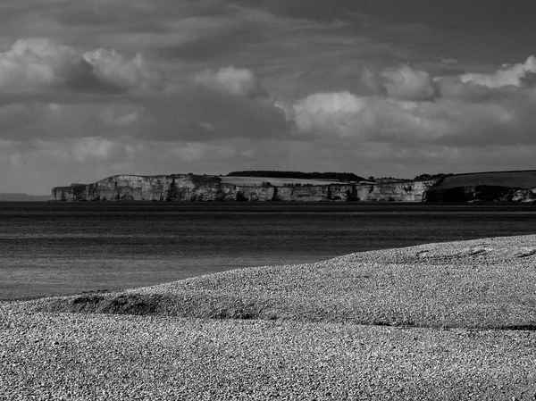 Θέα Από Sidmouth Προς Δυσμάς Της Exmouth Την Πέτρα Βότσαλο — Φωτογραφία Αρχείου