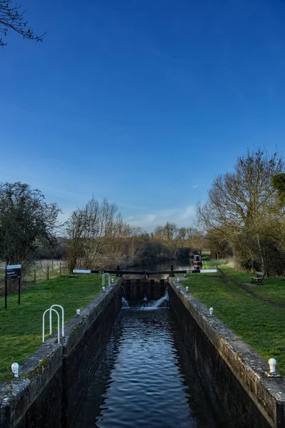 Sawbridgeworth Hertfordshire Inglaterra Febrero 2019 Feakes Lock Stort Lee Navegación — Foto de Stock