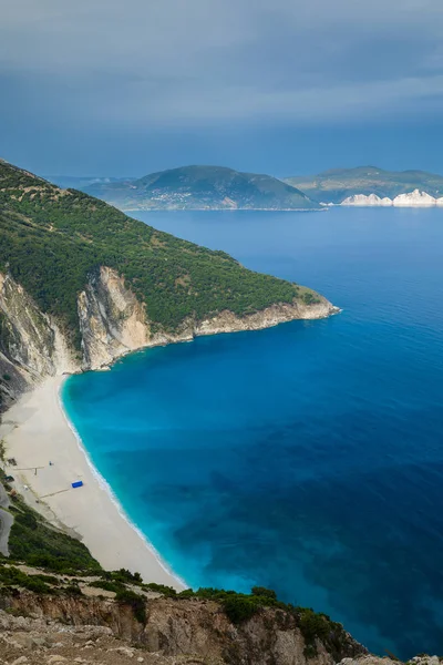 Vista Panorámica Myrtos Isla Cefalonia Durante Día Grecia —  Fotos de Stock