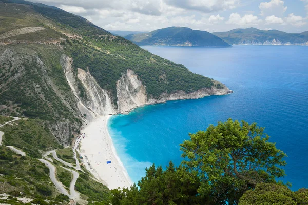 Malebný Pohled Myrtos Kefalonie Ostrov Dne Řecko — Stock fotografie