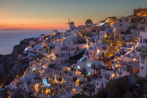 Vista Panorâmica Dos Edifícios Ilha Santorini Grécia Imagem De Stock