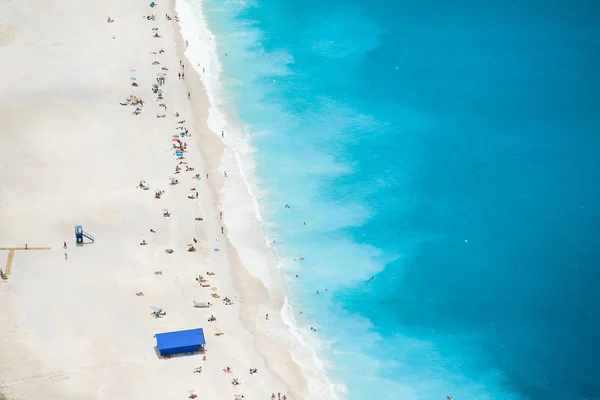 Podniesionymi Widokiem Myrtos Beach Wyspie Kefalinia Grecja Obrazek Stockowy