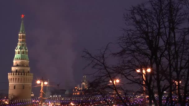 Moscow Kremlin Smoke Timelaps Crow Bird Flew Moscow Kremlin Smoke — Vídeos de Stock