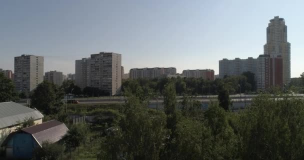 West Degunino Hovrino Skyscraper Tower Aerial Buildings Horizon House Moscow — Stock Video