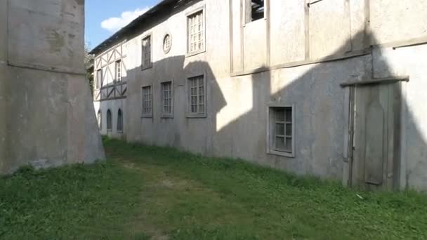 步行的中世纪城镇 电影院 设置Kinogorod Piligrim Porto Himki Serednikovo History Historical Reconstruction — 图库视频影像