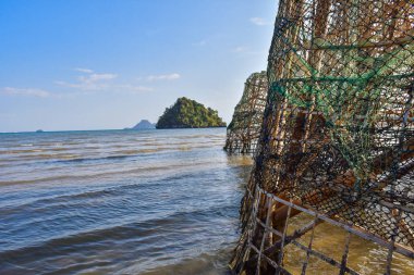 Tayland Adası Plajı. kayalar Tropikal Sahil Asya ve palmiye ağacı