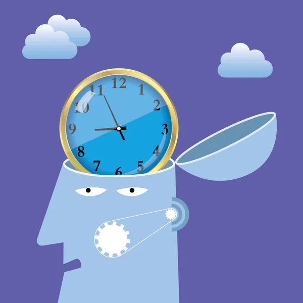 Diseño Conceptos Inteligencia Artificial Reloj Cerebro — Vector de stock