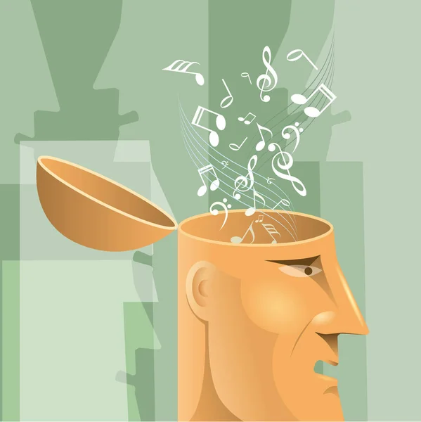 Progettazione Concetti Intelligenza Artificiale Simboli Musicali Nel Cervello — Vettoriale Stock