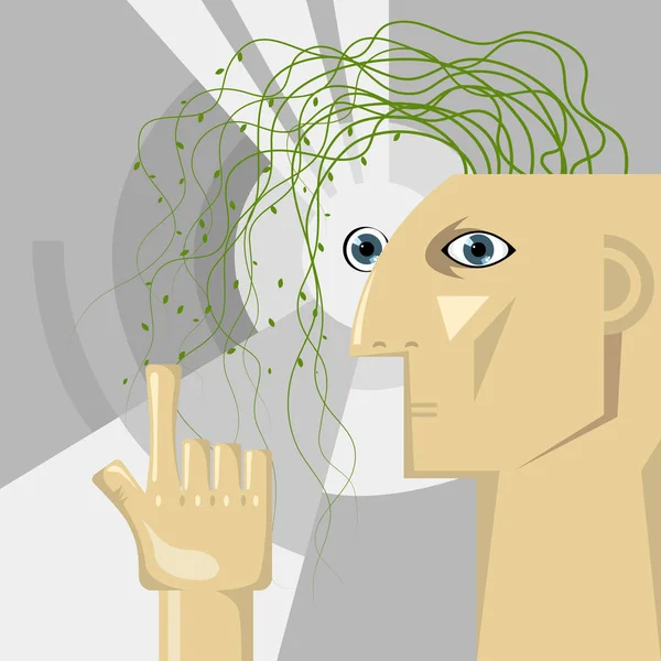 Diseño Concepto Inteligencia Artificial Las Plantas Vid Crecen Cerebro — Vector de stock
