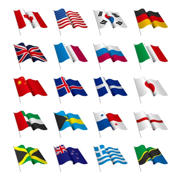 Conjunto Bandeiras Nacionais Com Vetor — Vetor de Stock