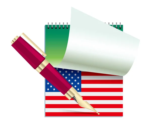 Amerikanisches Flaggendesign Amerikanische Flagge Mit Stift Gezeichnet — Stockvektor