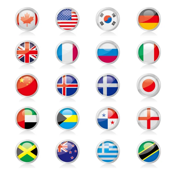 Set Distintivo Bandiera Nazionale Con Disegno Vettoriale — Vettoriale Stock