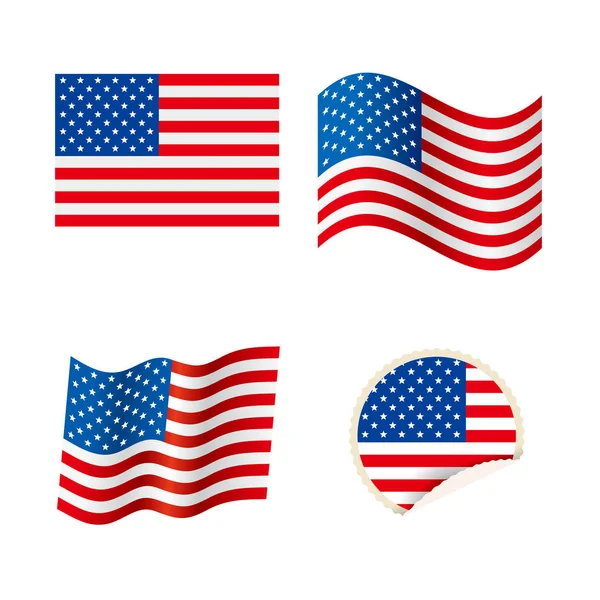 Naamerican Flag Design Badges Flags Set — Stock Vector