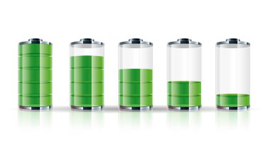 Pil simgesi toplama, pil enerji display.background beyaz.