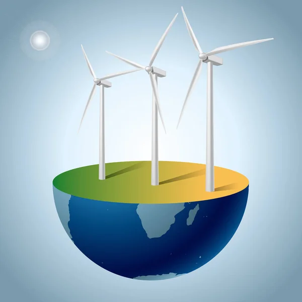 Conceito Energia Alternativa Geradores Eólicos Terra — Vetor de Stock