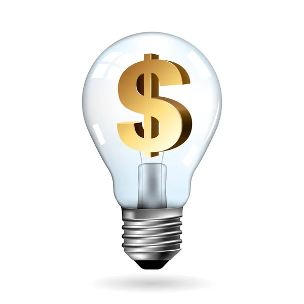 Big Idea Concept Design Light Bulb Concept Dollar Sign Light — стоковый вектор