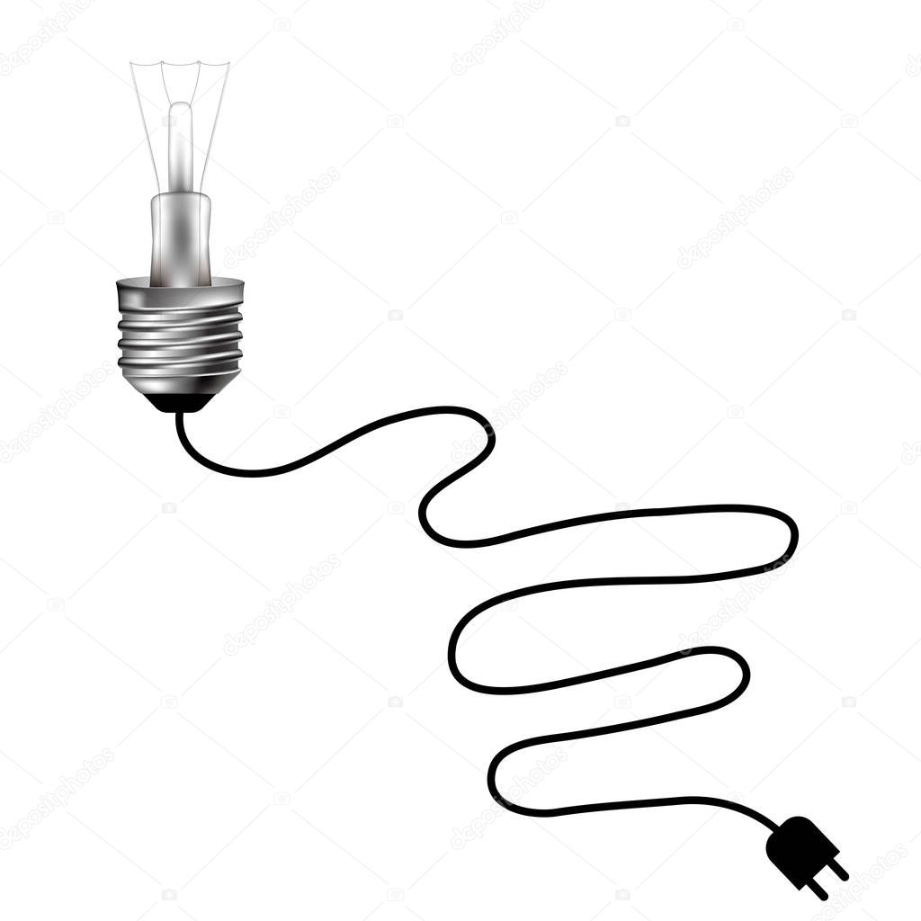 Big idea design,Vector drawn light bulb and cable plug.background is white.