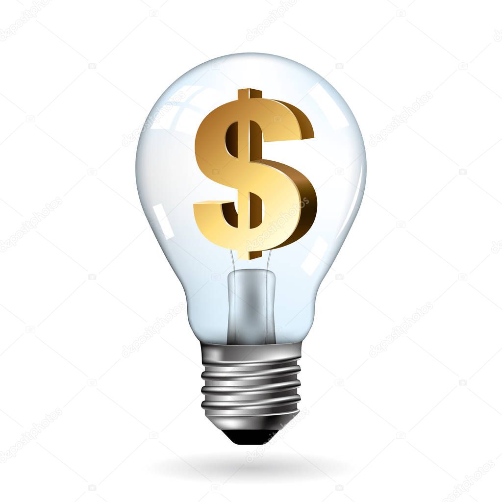 Big idea concept design,Light bulb concept.Dollar sign in light bulb.
