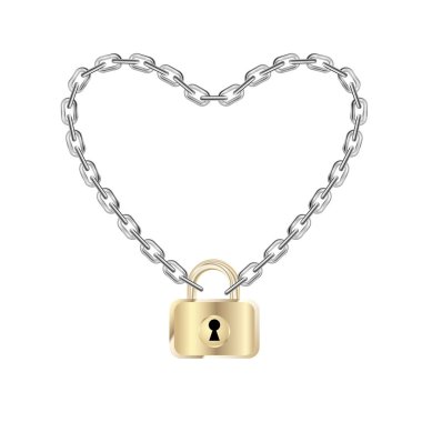 Zincir oluşan kalp simgesi. Beyaz arka plan üzerinde izole.