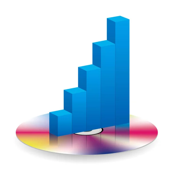 Gráfico Barras Dvd Aislado Sobre Fondo Blanco — Vector de stock