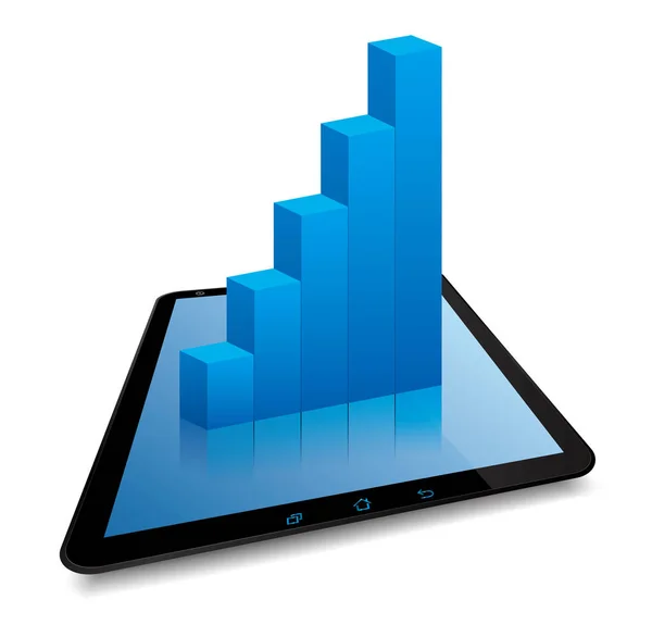 Gráfico Barras Tableta Aislado Sobre Fondo Blanco — Vector de stock