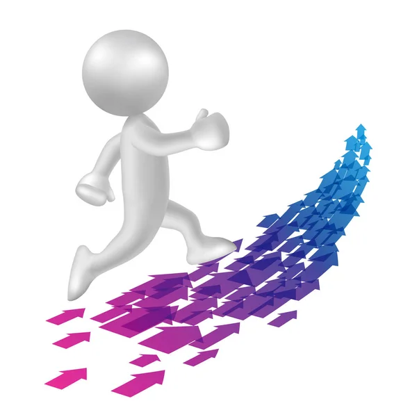 Vector Drawn Running Man Symbol Image Uses Grid Gradient — Stock Vector