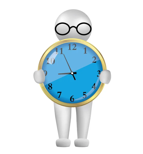 Vector Getrokken Mensen Symbool Hand Houd Hart Clock Afbeelding Maakt — Stockvector