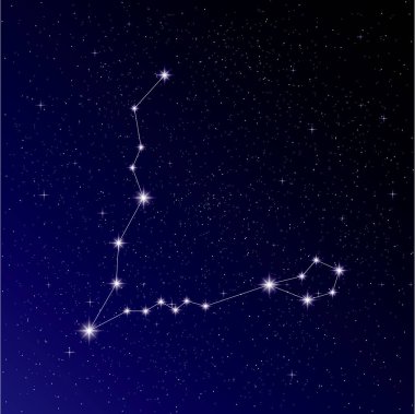 Koyu mavi zemin üzerine gece gökyüzünde Akrep takımyıldızı.  