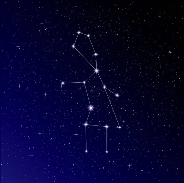 Constellation Vierge Dans Ciel Nocturne Sur Fond Bleu Foncé — Image vectorielle