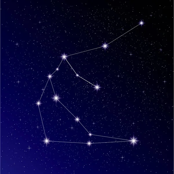 Constelación Acuario Cielo Nocturno Sobre Fondo Azul Oscuro — Vector de stock