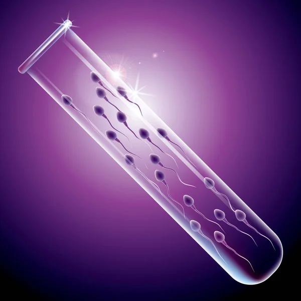 Sperma Reagenzglas Auf Violettem Hintergrund — Stockvektor