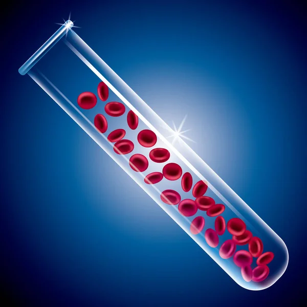红血细胞在试管中 蓝色背景下 — 图库矢量图片