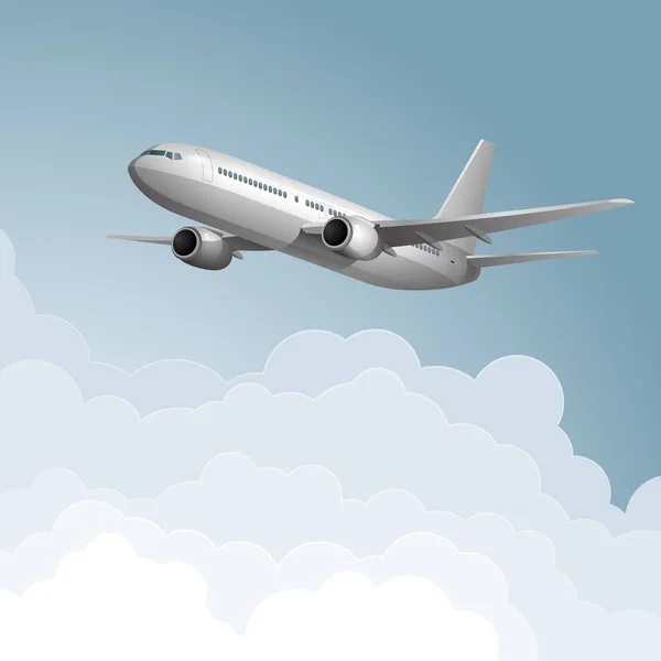Hava uçuş kavramı tasarlamak, çizilmiş jet uçak vektör.