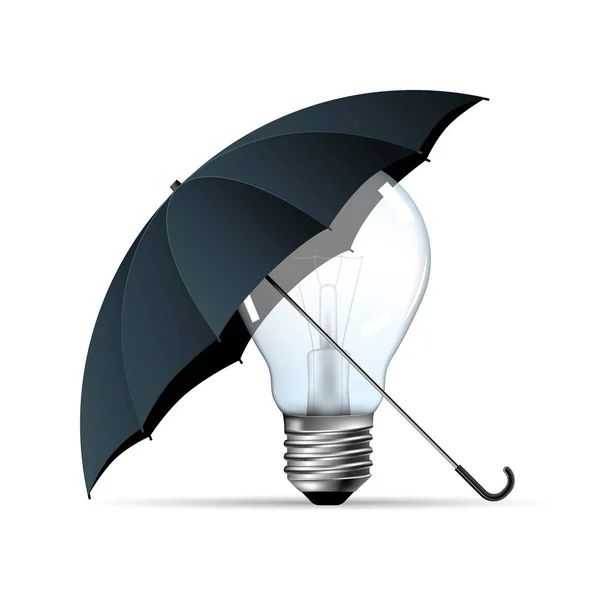 Light Bulb Umbrella Isolated White Background — Stock Vector