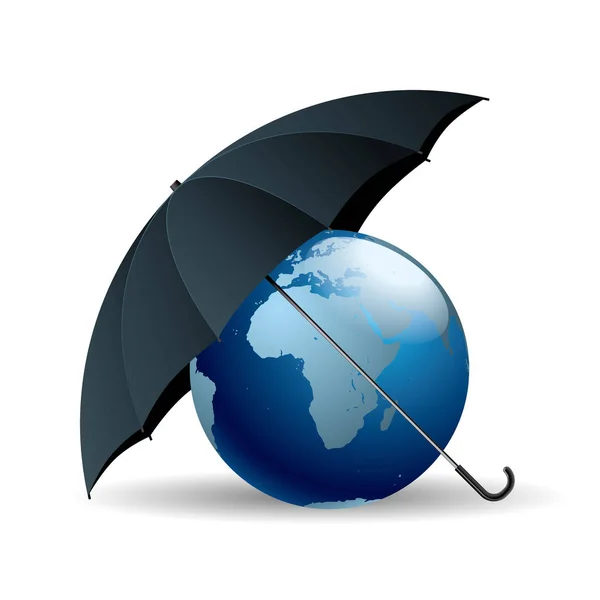 Earth Umbrella Isolated White Background — Stock Vector