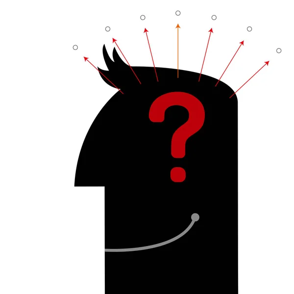 Μαύρη Σιλουέτα Του Αρσενικό Κεφάλι Κόκκινο Ερωτηματικό — Διανυσματικό Αρχείο