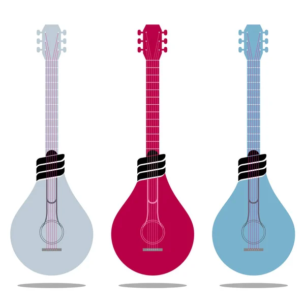 Combinação Lâmpada Guitarra Isoladas Sobre Fundo Branco — Vetor de Stock