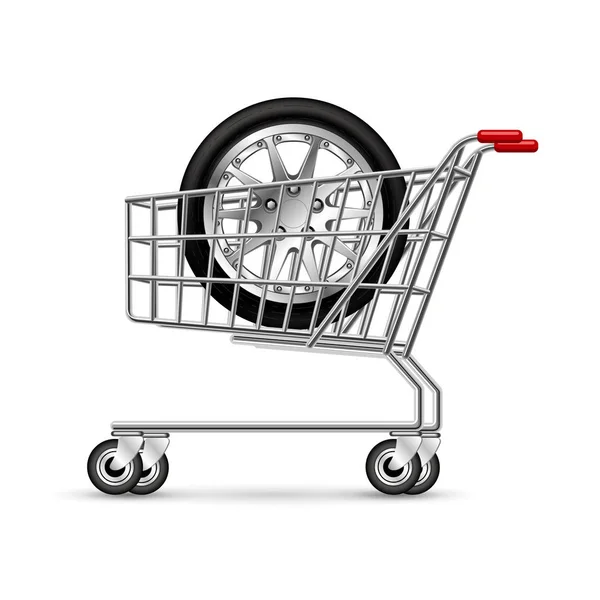 Wheel Shopping Cart Isolated White Background — Stock Vector