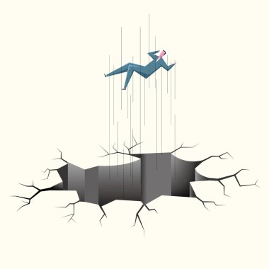 Danger concept design. A businessman is falling into a trap. clipart